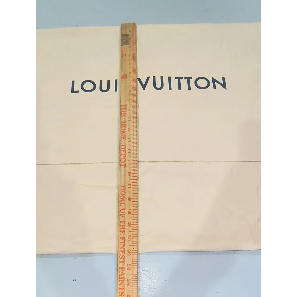 Louis Vuitton Large Dust Bag and Blue Logo Ribbon Set Cream Navy 24x23